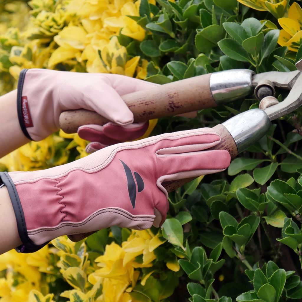 Gants de jardin résistants paume cuir Rostaing Miss rose - différentes tailles disponibles