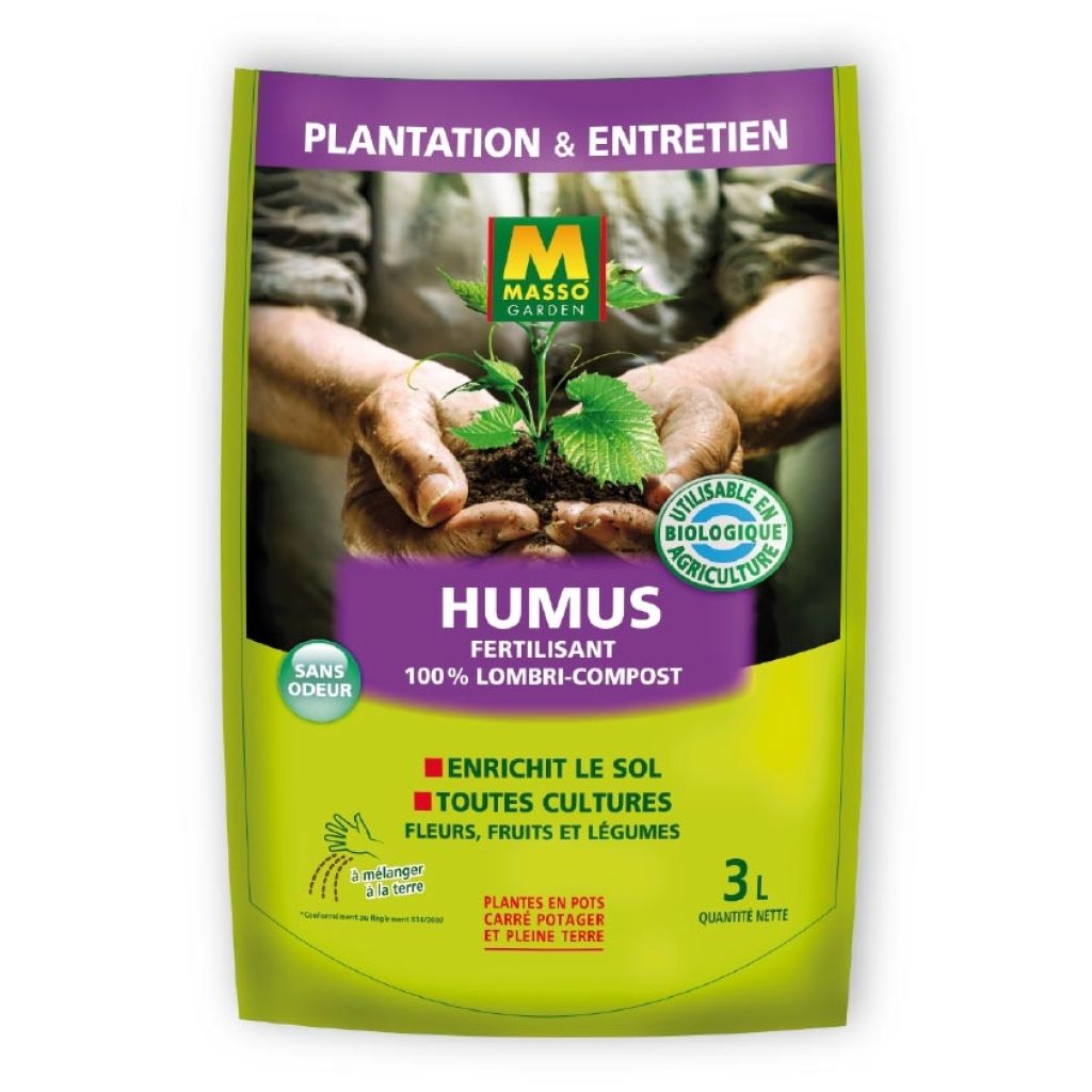 Humusdünger 100% Lombri-Compost Masso Garden im 3-Liter-Beutel