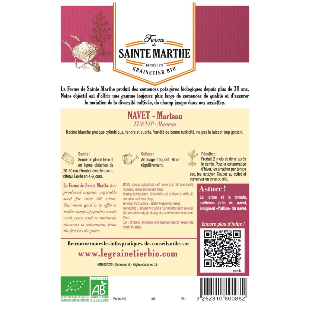 Rübe Marteau Bio - Ferme de Sainte Marthe