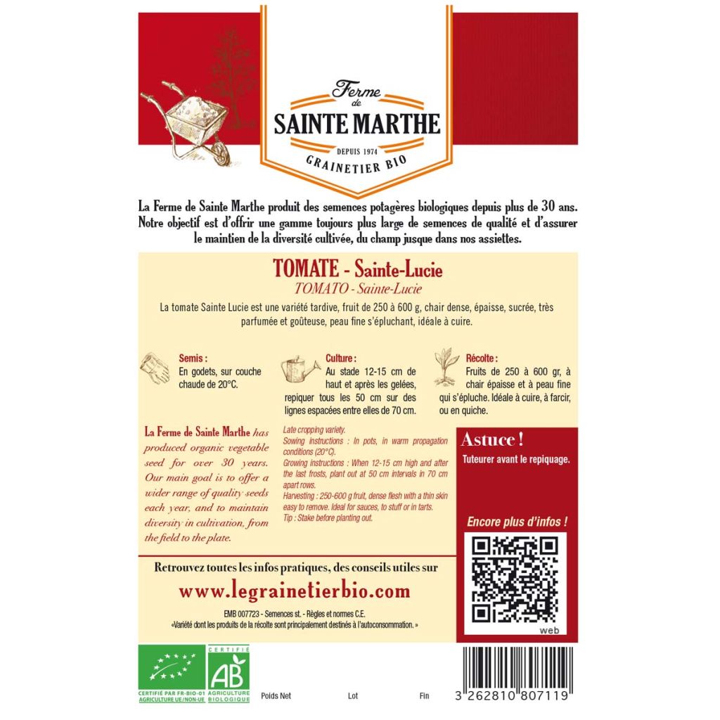 Tomate Sainte Lucie AB - Ferme de Ste Marthe