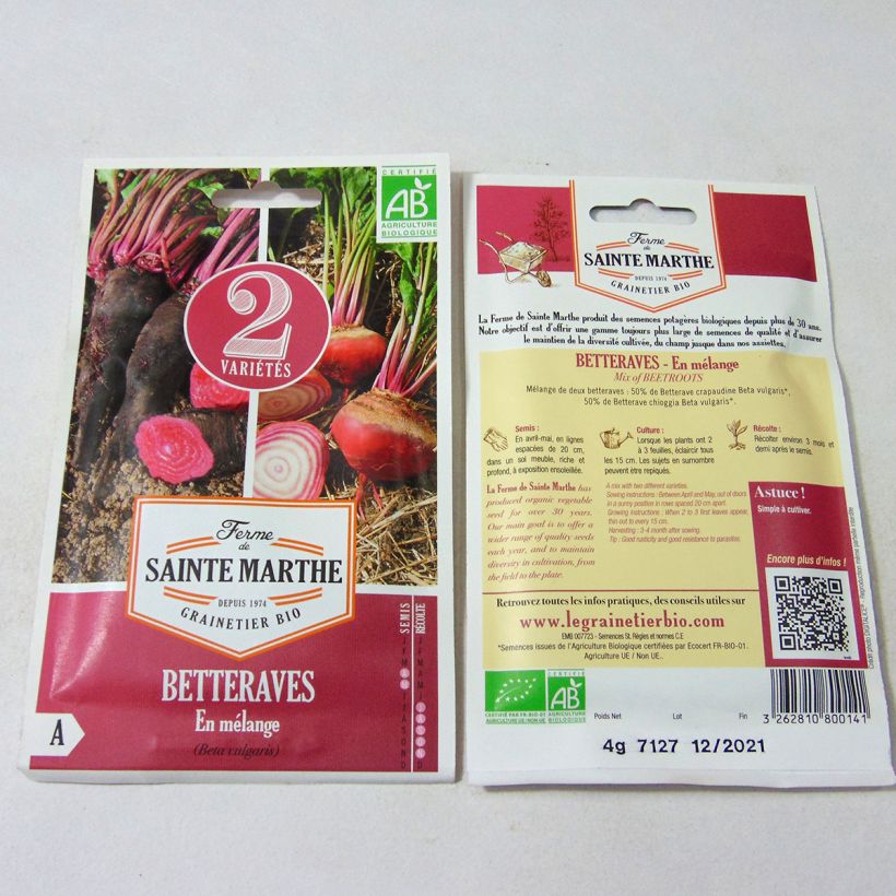 Beispiel eines Exemplars von Betteraves en mélange (Crapaudine et Chioggia) Bio - Ferme de Sainte Marthe Graines wie geliefert