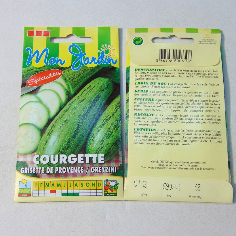 Beispiel eines Exemplars von Courgette Grisette de provence - Greyzini Graines wie geliefert