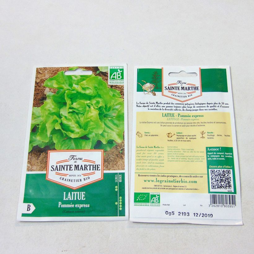 Beispiel eines Exemplars von Kopfsalat Express Bio - Ferme de Sainte Marthe wie geliefert