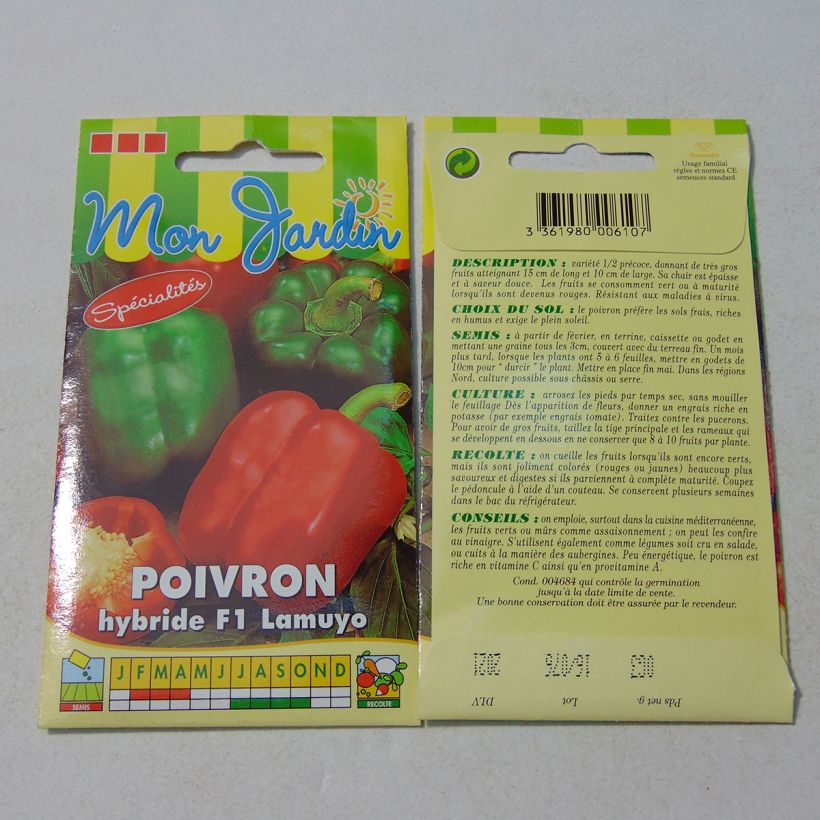 Beispiel eines Exemplars von Poivron Lamuyo F1 rouge - Capsicum annuum Graines wie geliefert