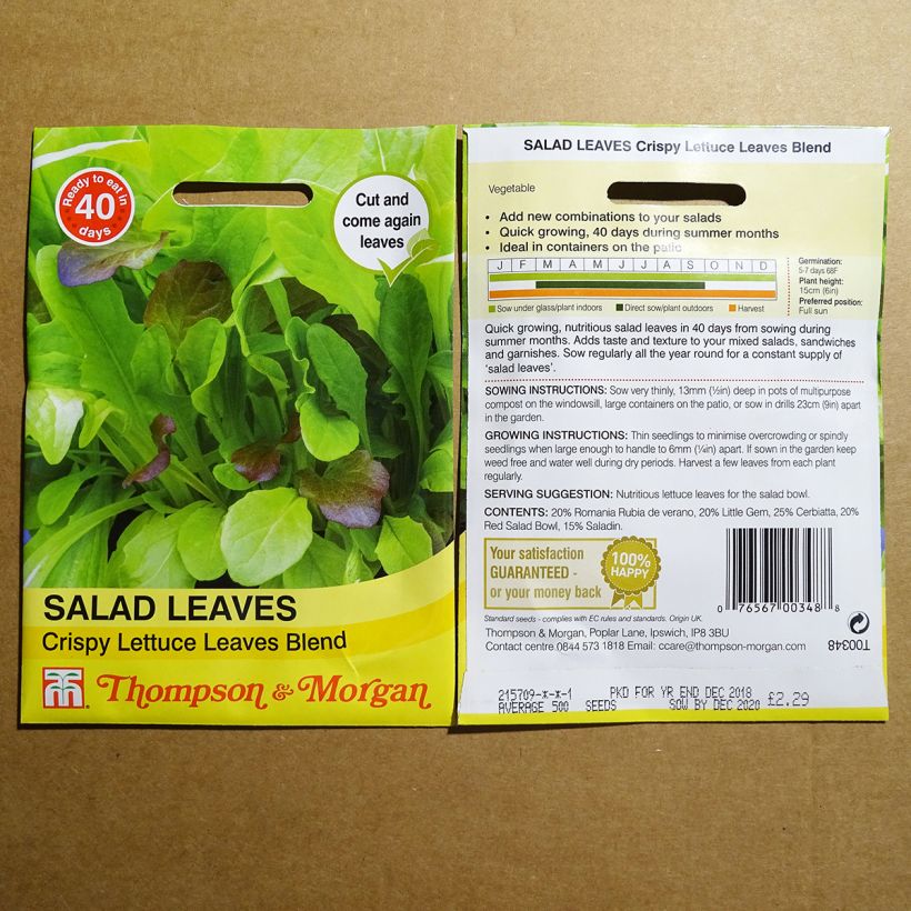 Beispiel eines Exemplars von Salades à couper Lettuce Leaves Crunchy Blend - Mesclun Graines wie geliefert