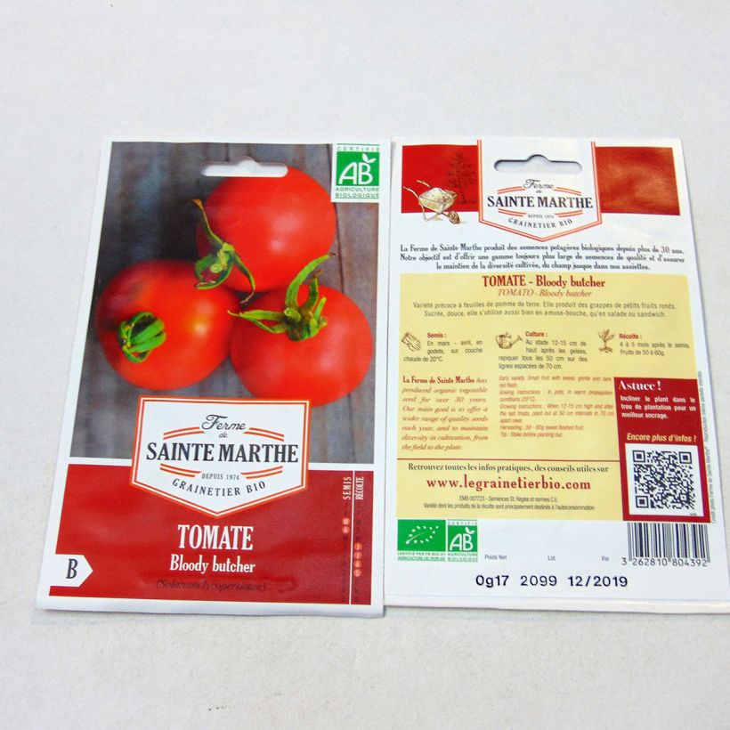 Beispiel eines Exemplars von Tomate Bloody Butcher Bio - Ferme de Sainte Marthe Graines wie geliefert