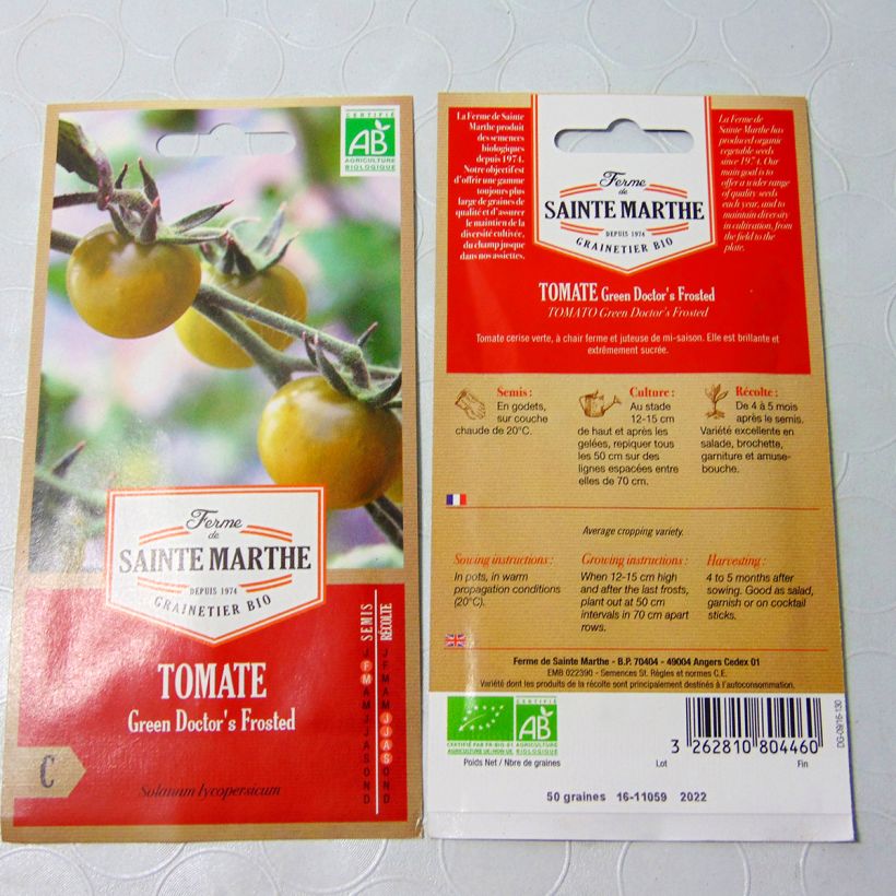 Beispiel eines Exemplars von Tomate Green Doctor's Frosted Bio - Ferme de Sainte Marthe Graines wie geliefert