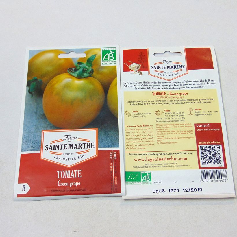 Beispiel eines Exemplars von Tomate Green Grape Bio wie geliefert