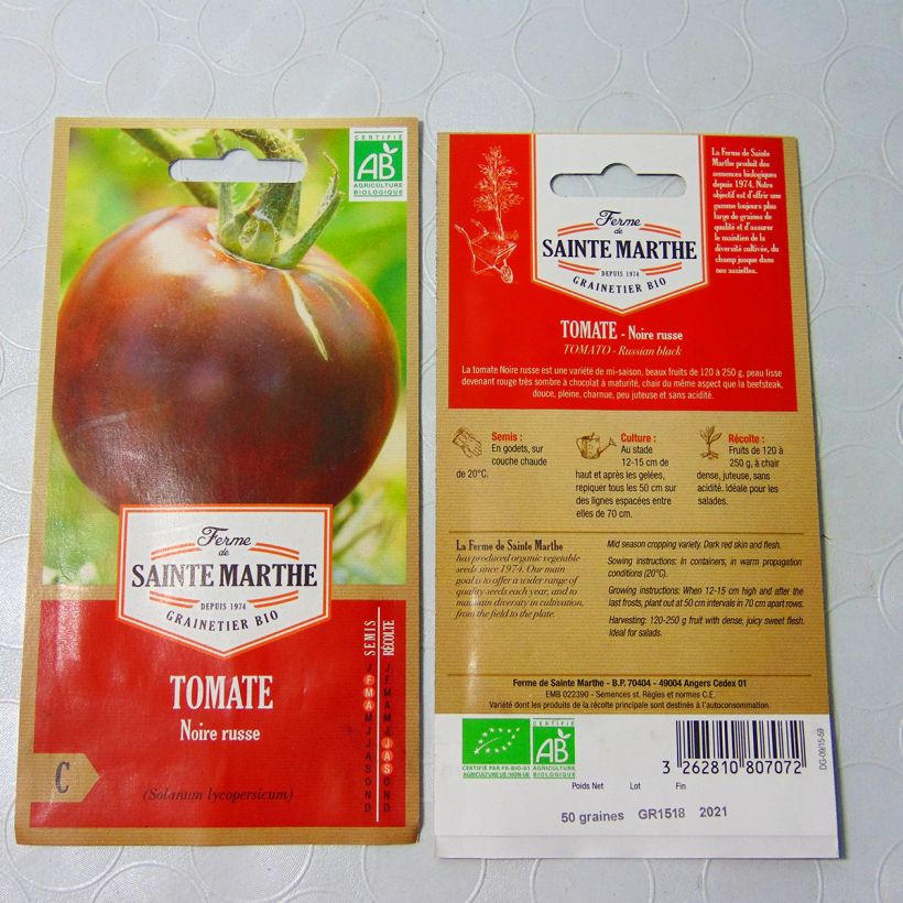 Beispiel eines Exemplars von Tomate Noire Russe Bio - Ferme de Sainte Marthe Graines wie geliefert