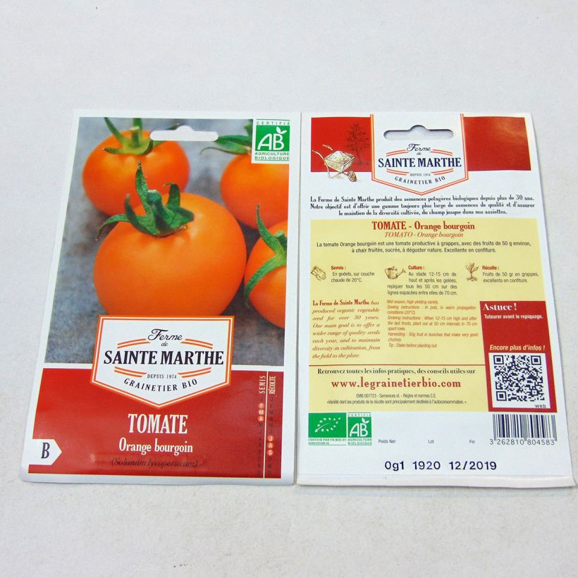 Beispiel eines Exemplars von Tomate Orange Bourgoin Bio wie geliefert