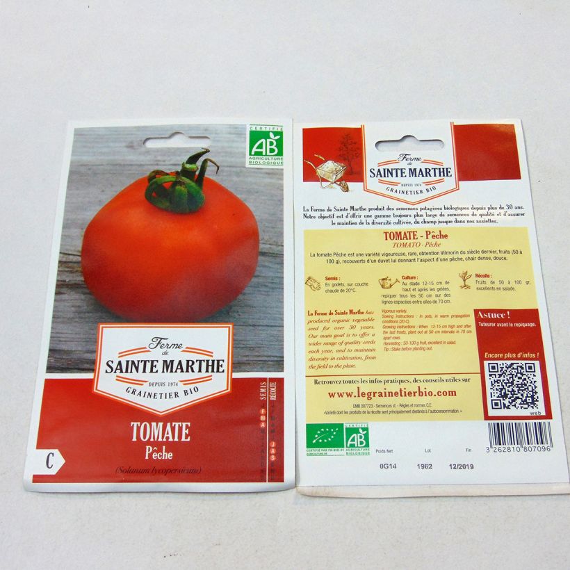 Beispiel eines Exemplars von Tomate Pêche Bio – Ferme de Sainte Marthe Graines wie geliefert