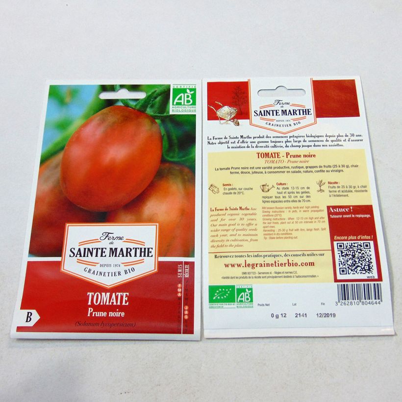 Beispiel eines Exemplars von Tomate Prune Noire Bio - Ferme de Sainte Marthe Graines wie geliefert