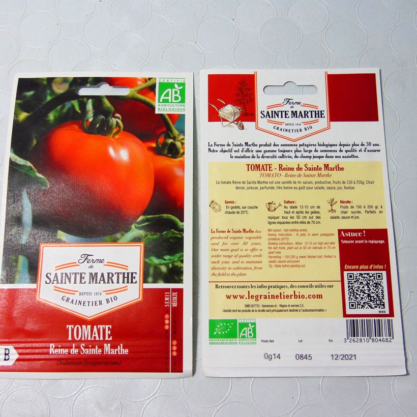 Beispiel eines Exemplars von Tomate Reine de Sainte-Marthe Bio - Ferme de Sainte Marthe Graines wie geliefert