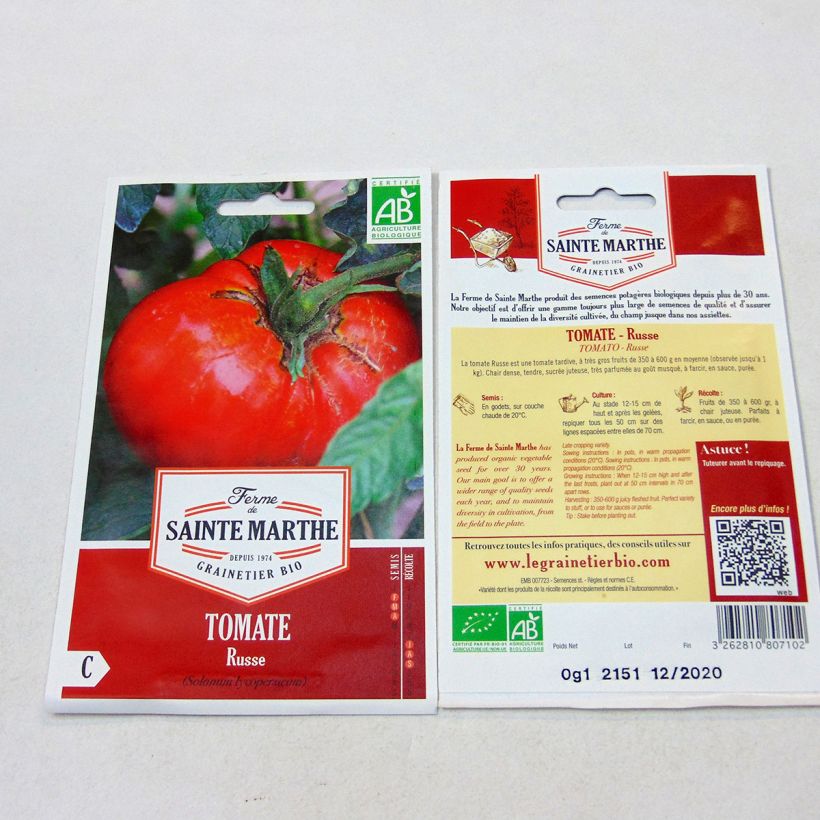 Beispiel eines Exemplars von Tomate Russe Bio wie geliefert